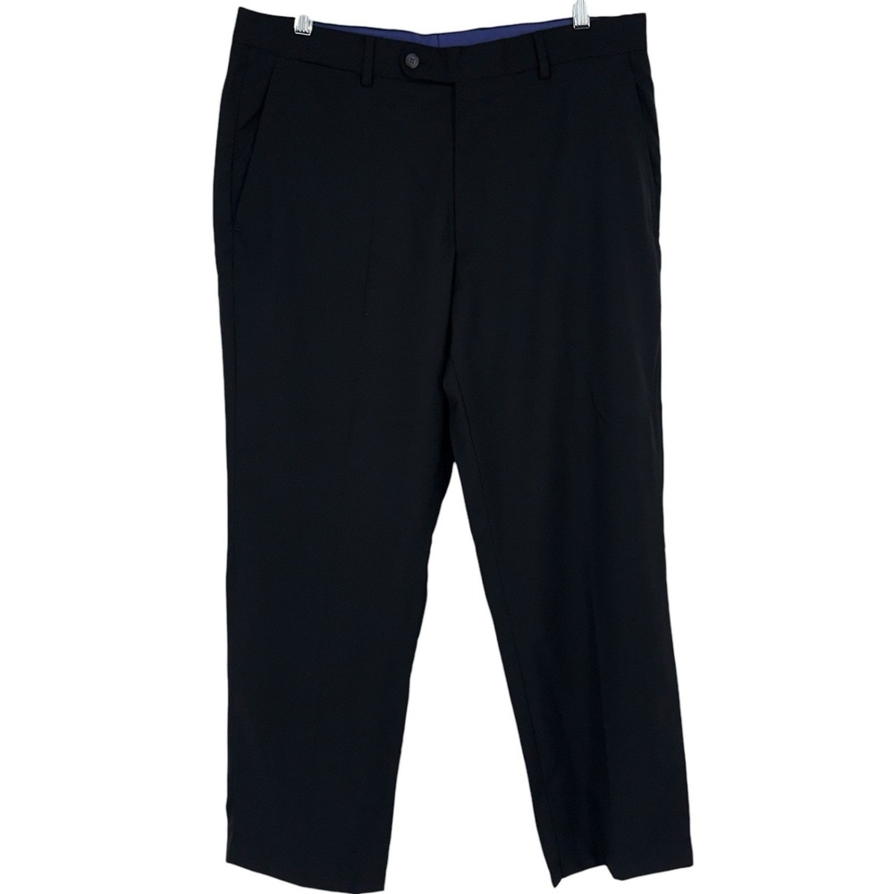 CH Carolina Herrera Men Black 100% Virgin Wool Dress Pants Trousers 40 EU